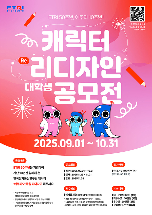 2025년 ETRI 캐릭터 「에뚜리」리디자인 대학생 공모전