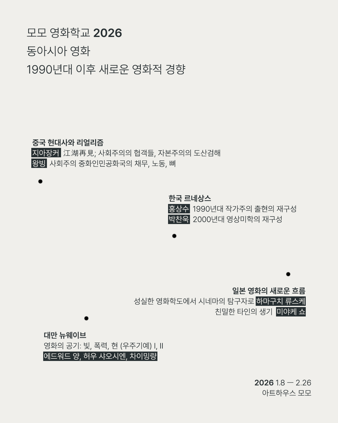 2026 모모 영화학교 '동아시아 영화: 1990년대 이후 새로운 영화적 경향'