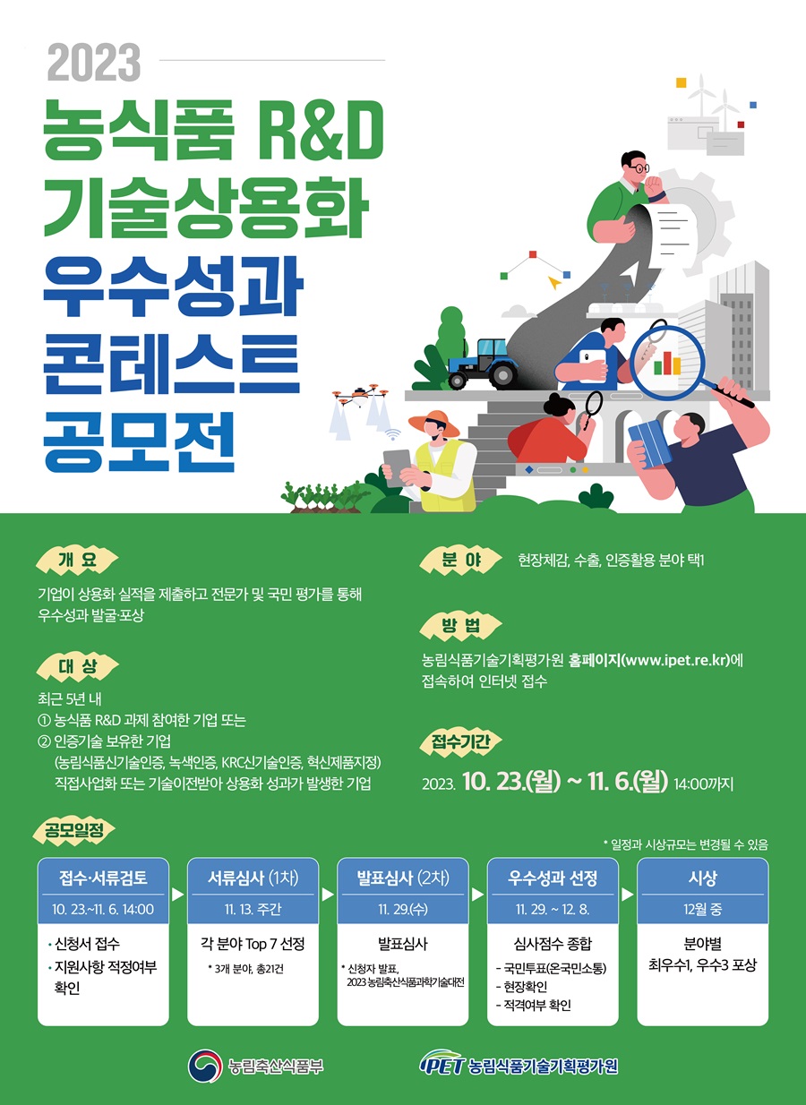 2023 농식품 R&D 기술상용화 우수성과 콘테스트 공모전