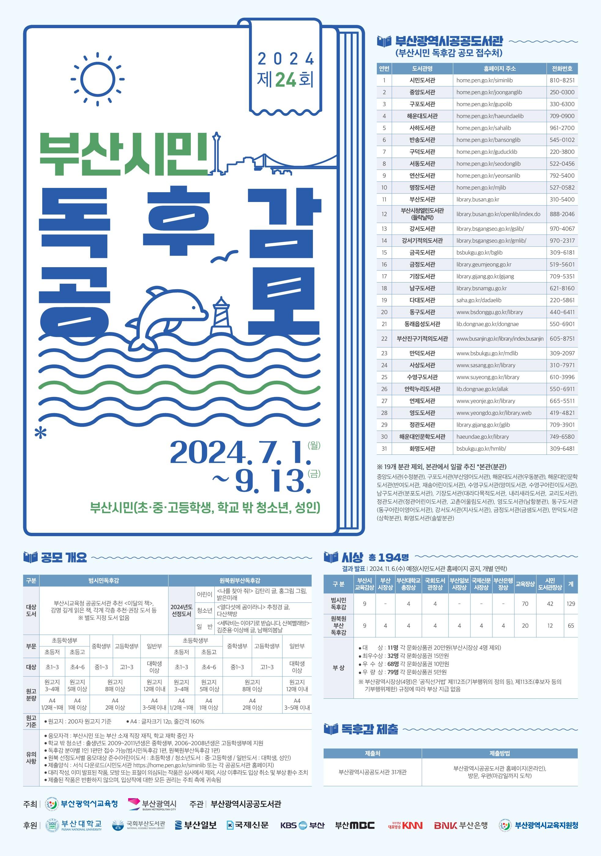 2024년 제 24회 '부산시민 독후감 공모'