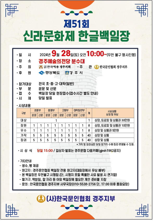 제51회 신라문화제 한글백일장