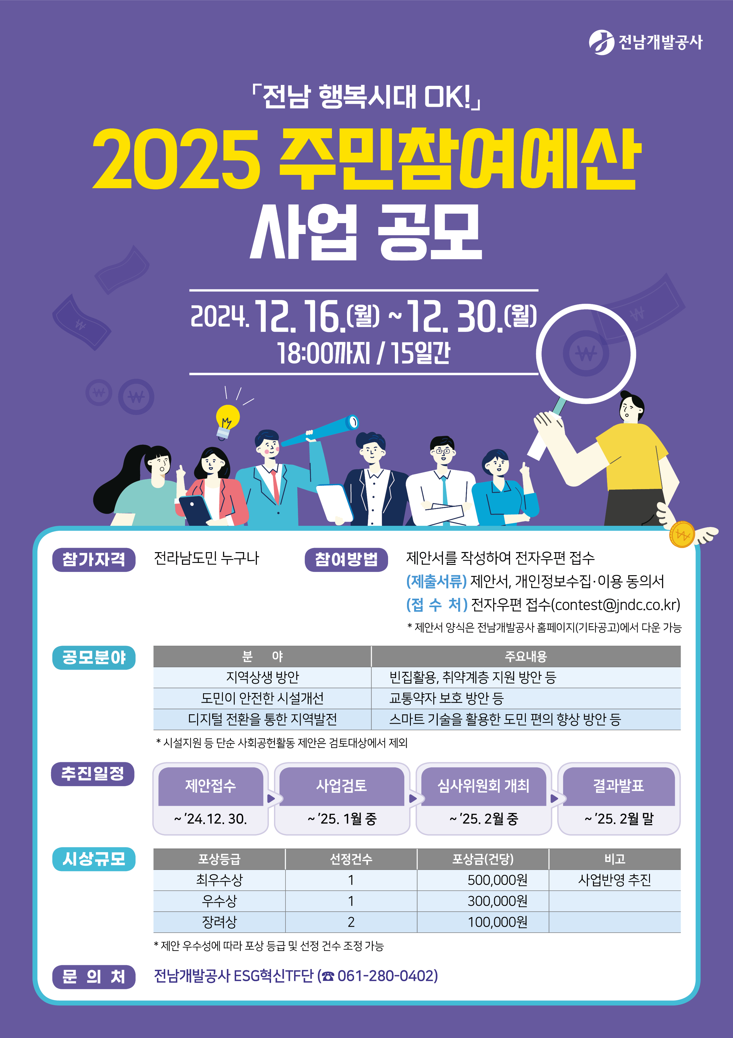 전남개발공사 2025년 주민참여예산 사업 공모