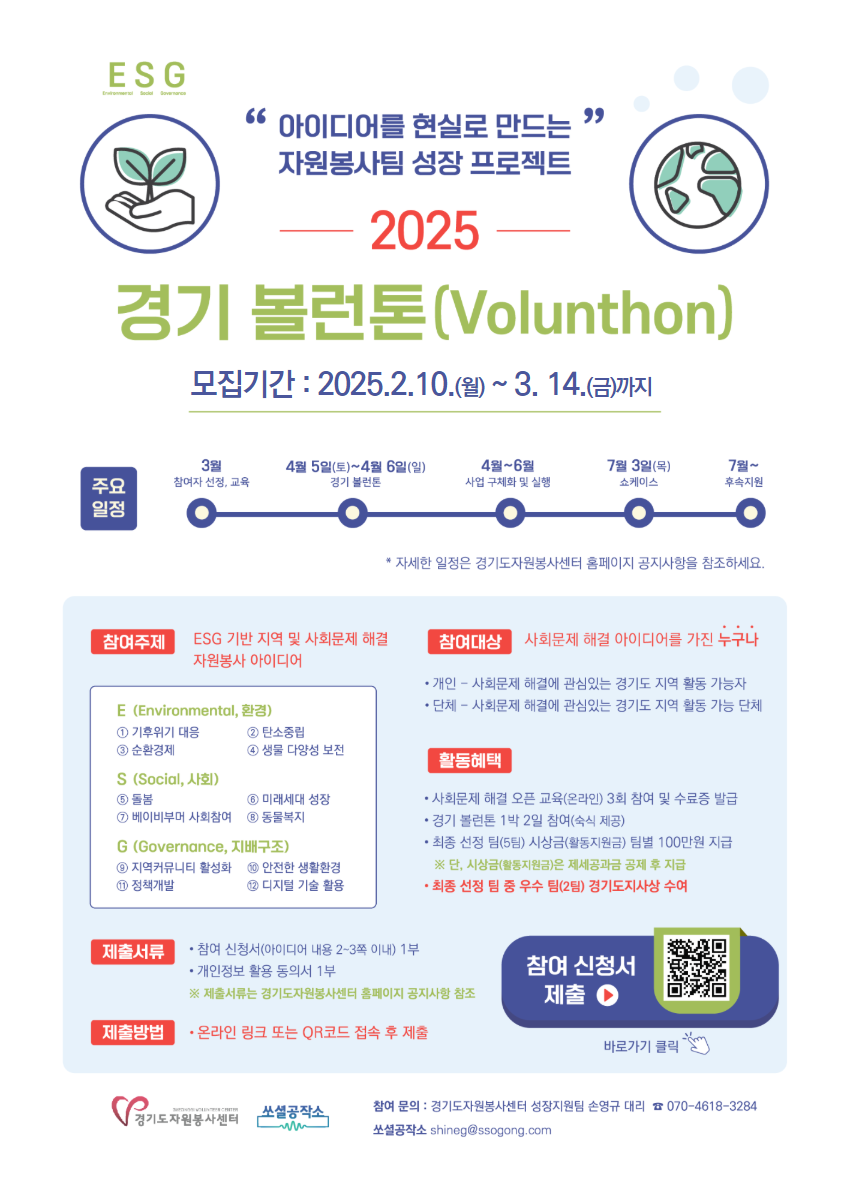 2025 경기 볼런톤(Volunthon) – 사회문제해결 자원봉사 아이디어 해커톤대회