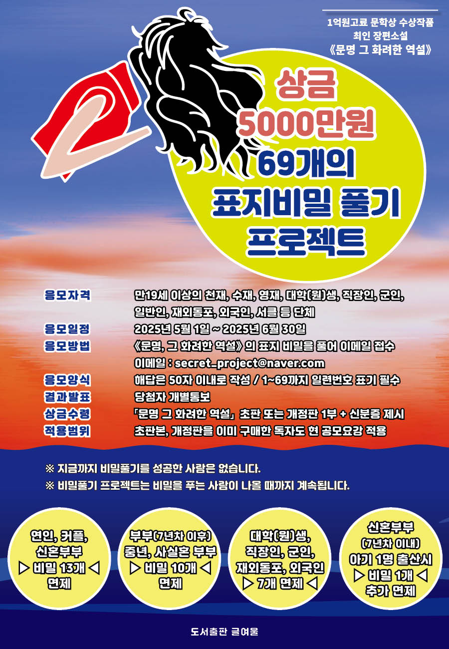 제38회 《문명 그 화려한 역설》 69개의 표지비밀 풀기 프로젝트 공모 (1억고료 문학상 수상작)