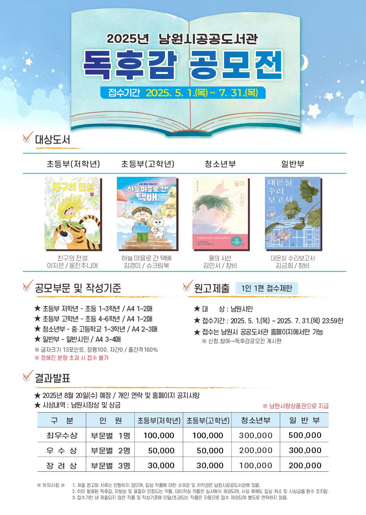 2025년 남원시공공도서관 독후감 공모전