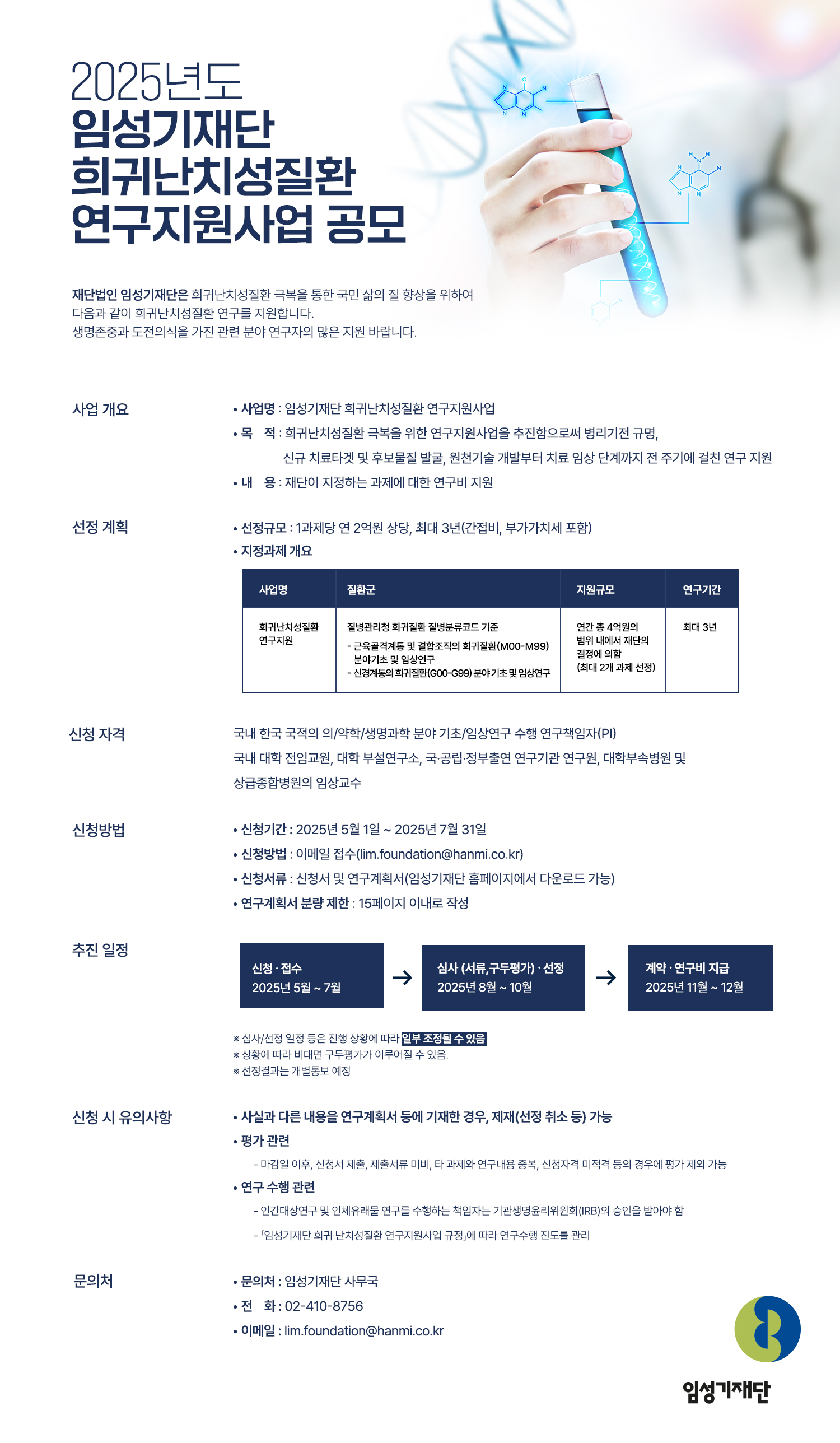 2025년도 희귀·난치성질환 연구지원사업 공모