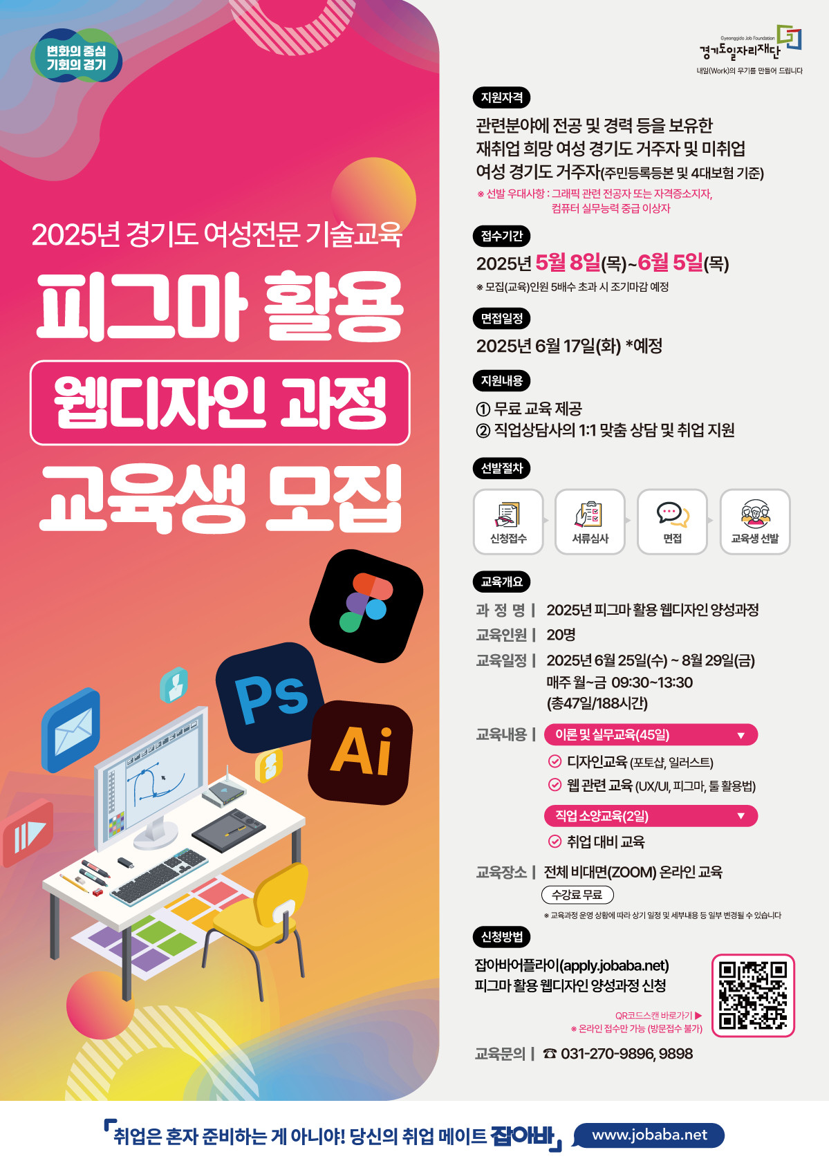2025년 경기도 여성전문기술교육 피그마활용 웹디자인 과정 교육생 모집