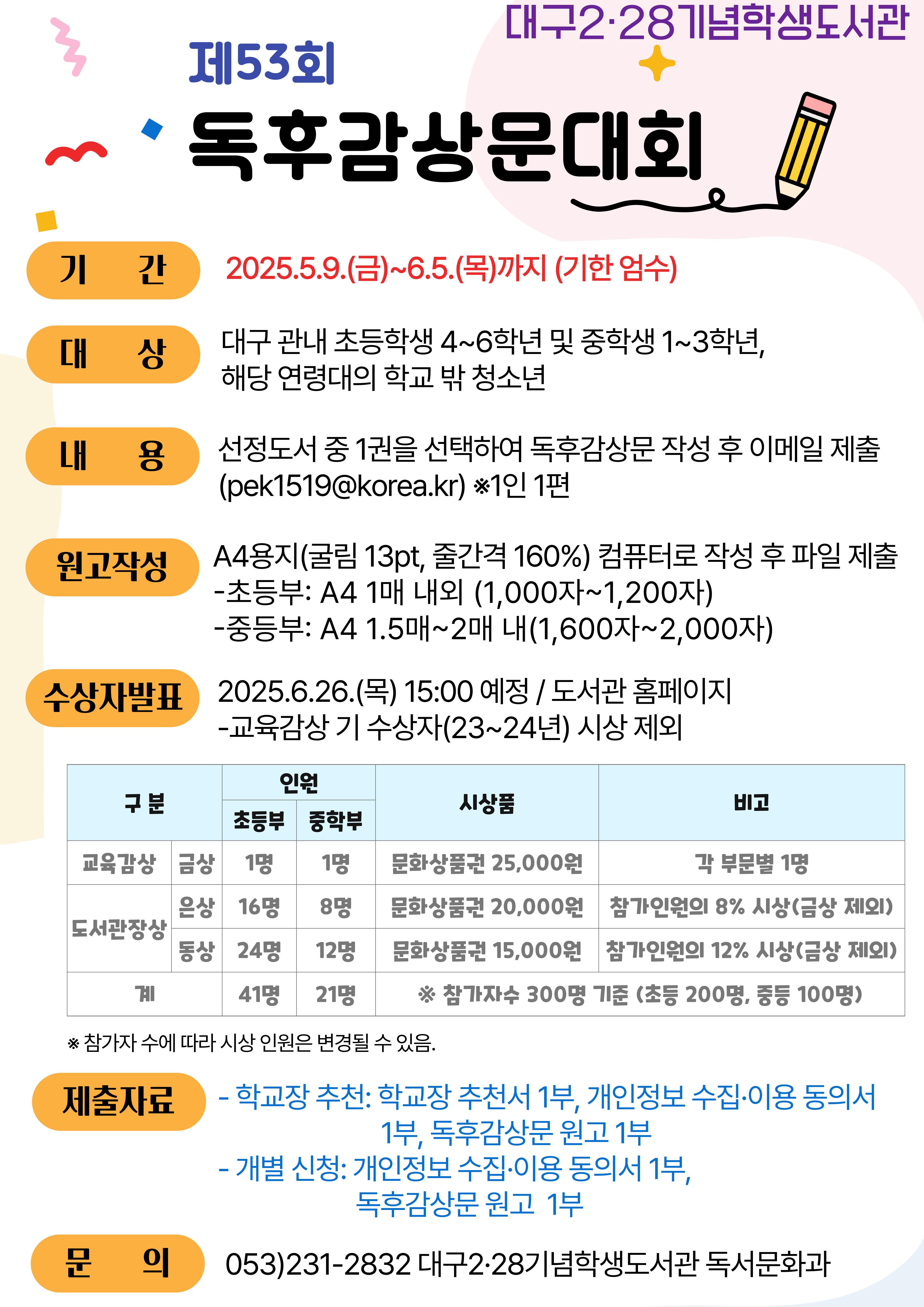 제53회 독후감상문대회