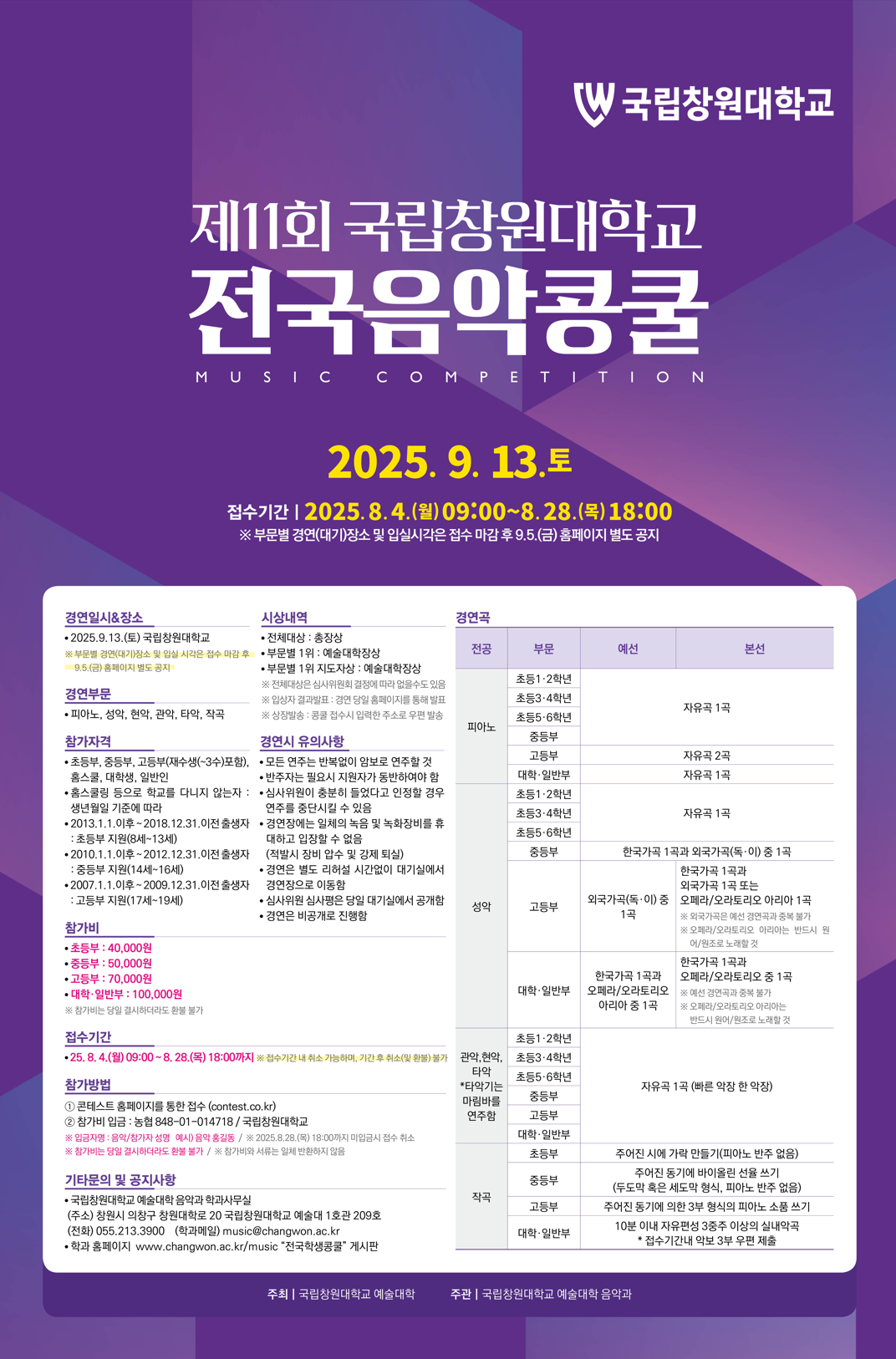 제11회 국립창원대학교 전국음악콩쿨