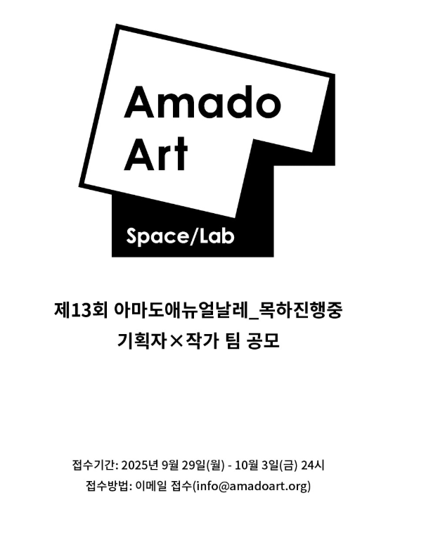 제13회 아마도애뉴얼날레_목하진행중 기획자×작가 팀 공모