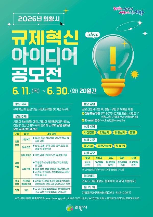 2026년 의왕시 규제혁신 아이디어 공모전 
